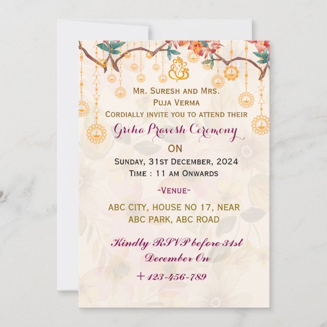 Griha Pravesh Invitations  (Front)