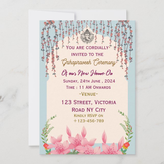 Grihapravesh Ceremony  Invitation (Front)