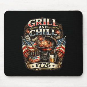 Grill And Chill 1776 Funny Patriotic Bbq Dom 4th Mouse Pad