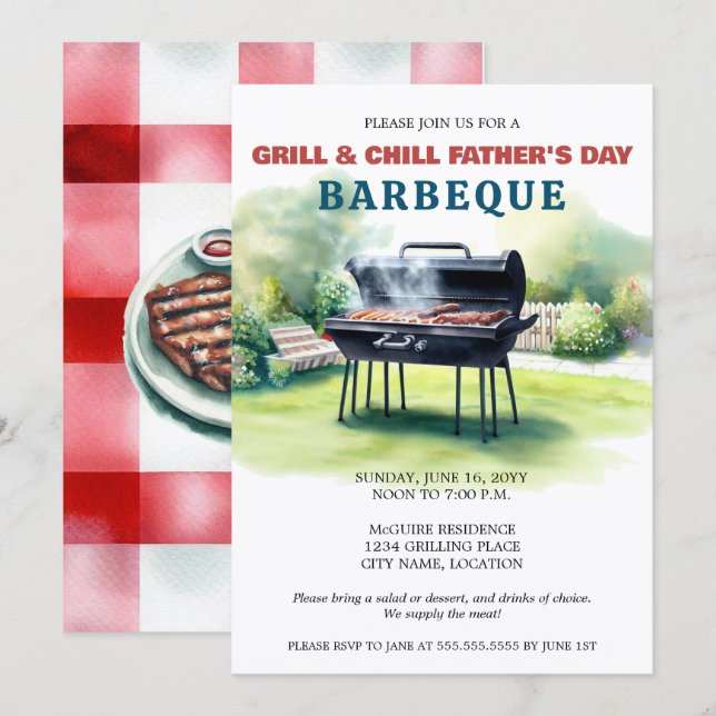 Grill and Chill BBQ Party Invitation (Front/Back)