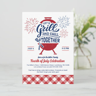 Grill and Chill Fourth of July Cookout Invitation