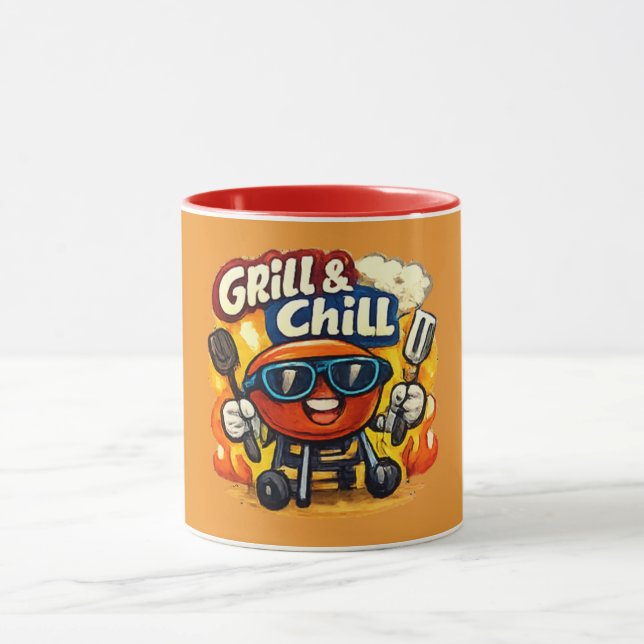 Grill and Chill & Funny BBQ Mug (Center)