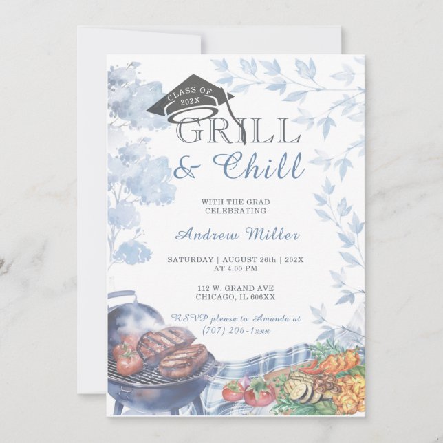Grill and Chill Graduation Template Ideas (Front)