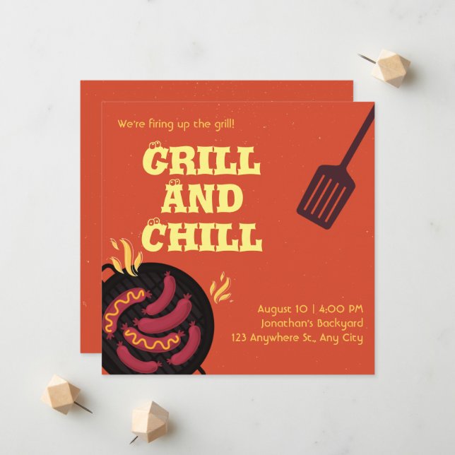 Grill And Chill Invitation & Announcement (Front/Back In Situ)