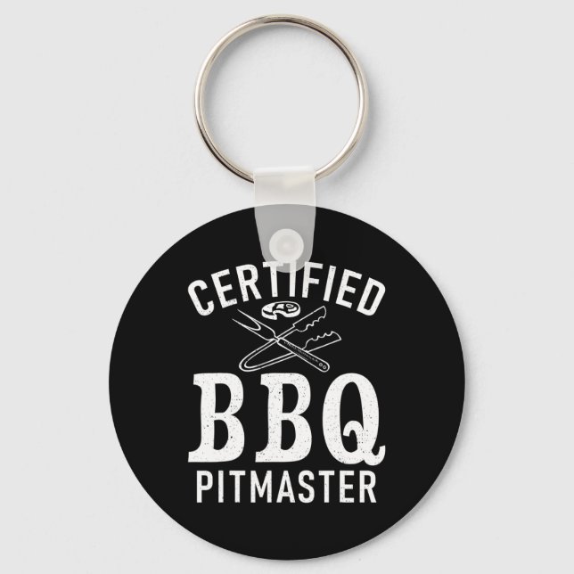 Grill Barbecue Grilling Certified Bbq Pitmaster  Key Ring (Front)