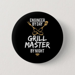 Grill Bbq Master Engineer Funny Barbecue Gift 6 Cm Round Badge