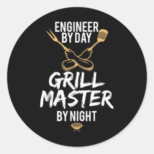 Grill Bbq Master Engineer Funny Barbecue Gift Classic Round Sticker