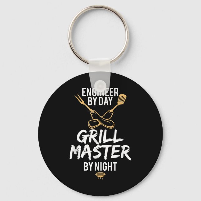Grill Bbq Master Engineer Funny Barbecue Gift  Key Ring (Front)