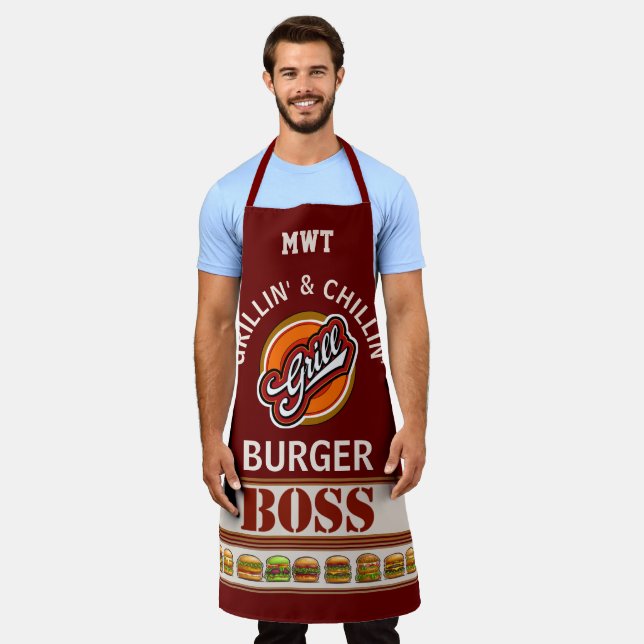 Grill Burger Boss All-Over Print Apron (Worn)