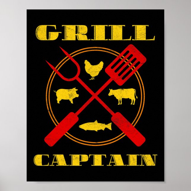 Grill Captain Bbq Grilling  Poster (Front)