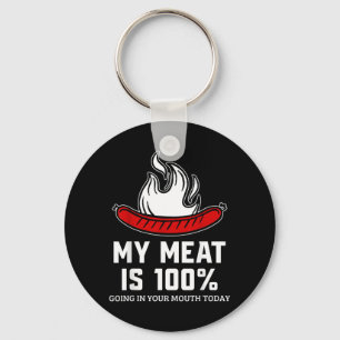 Grill Chef Sausage Humour Spicy Bbq Quote Graphic Key Ring