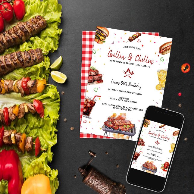 Grill & Chill BBQ Backyard Birthday Party Invitation (Creator Uploaded)