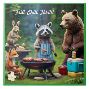"Grill, Chill, Wild" Ceramic Tile