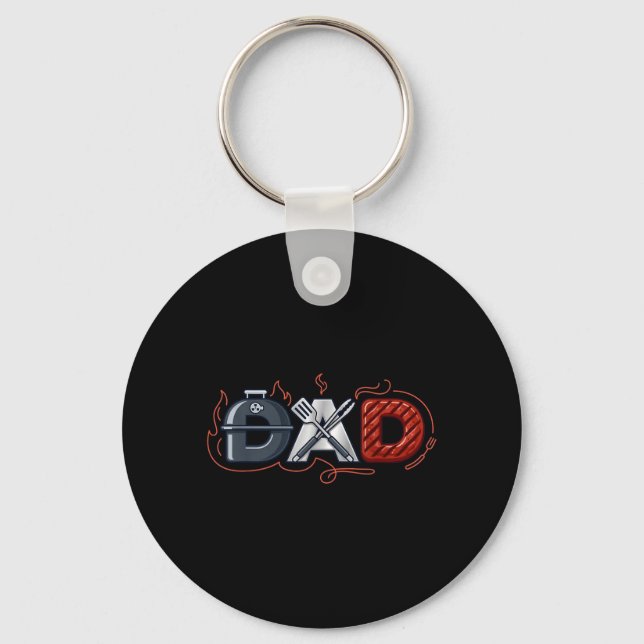 Grill Dad BBQ Pitmaster Father Fathers Day Key Ring (Front)