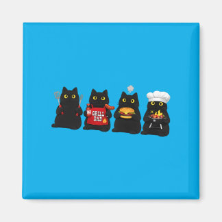 Grill Dad Cats Bbq Cookout Funny Kitten Family Magnet