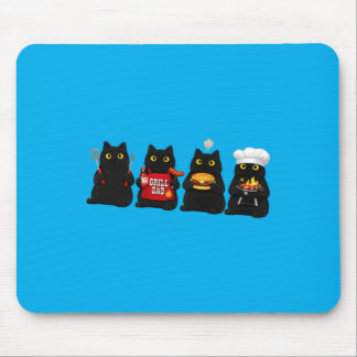 Grill Dad Cats Bbq Cookout Funny Kitten Family Mouse Pad