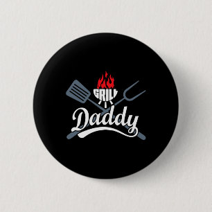Grill Daddy Bbq Barbecue Gifts Men Dad Father's Da 6 Cm Round Badge
