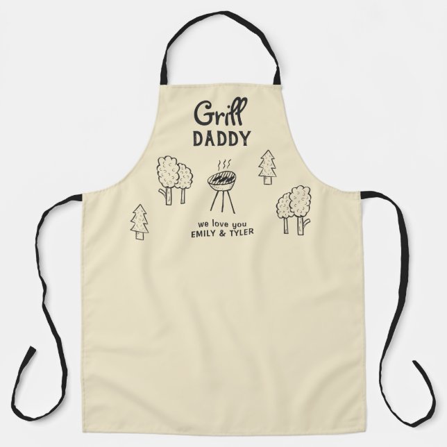 Grill Daddy Cartoon Father`s Day Apron (Front)