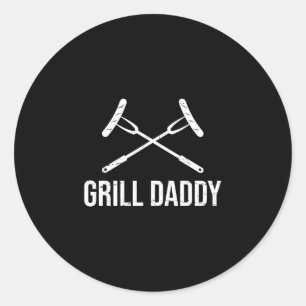 Grill daddy funny grillfather-grill dad classic round sticker