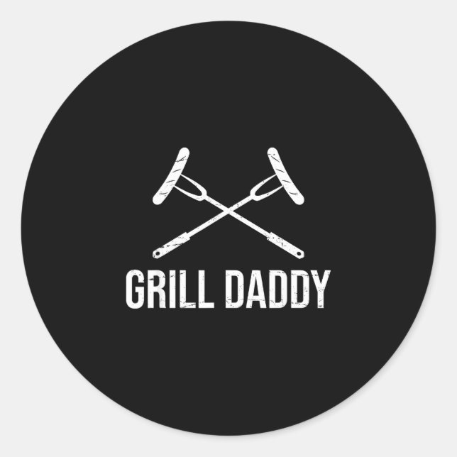 Grill daddy funny grillfather-grill dad  classic round sticker (Front)