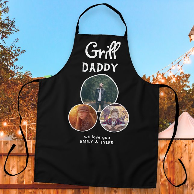 Grill Daddy Modern Oval 3 Photo Father`s Day  Apron (Creator Uploaded)