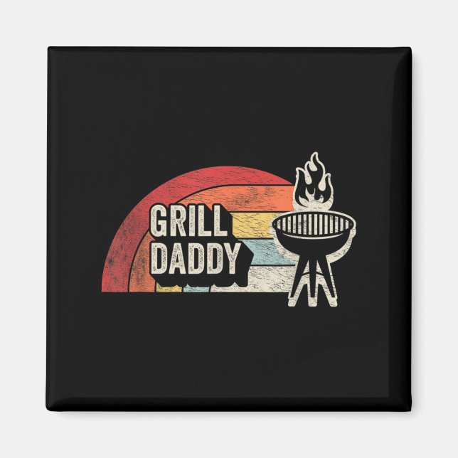 Grill Daddy Retro Sunset Bbq Graphic For Dad Magnet (Front)
