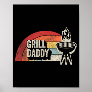 Grill Daddy Retro Sunset Bbq Graphic For Dad Poster