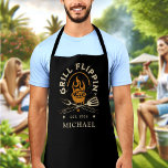 Grill Flippin Dad Custom Name Year Personalised Apron<br><div class="desc">Customise the text,  and easily create your personalised apron. You can TRANSFER this DESIGN on other Zazzle products and adjust it to fit most Zazzle items. Standard Studio designs are made in high-resolution graphics for professional print. Thank you for choosing our designs and stopping by Standard Studio Designs.</div>