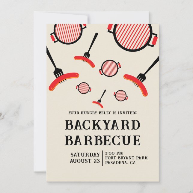 Grill & Fork BBQ Party Invitation (Front)
