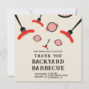 Grill & Fork BBQ Party Thank You Card