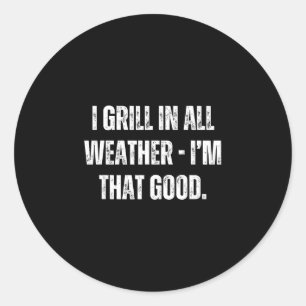 Grill funny bbq boss meat smoke classic round sticker