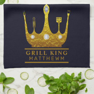 Grill King BBQ Crown navy Make Your Own Tea Towel