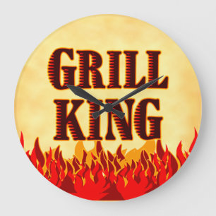 Grill King BBQ Flames Wall Clock