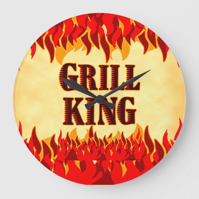 Grill King BBQ Red Flames Wall Clock (Front)