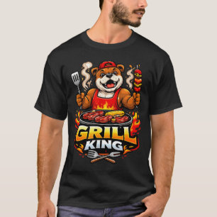 Grill King Bulldog Bbq Mascot Graphic T-Shirt