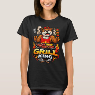 Grill King Bulldog Bbq Mascot Graphic T-Shirt