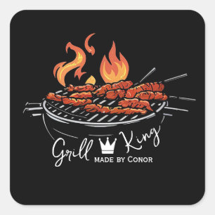 Grill King Chef Funny, Square Sticker