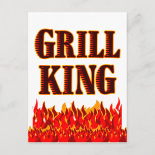 Grill King Flames BBQ Saying Postcard