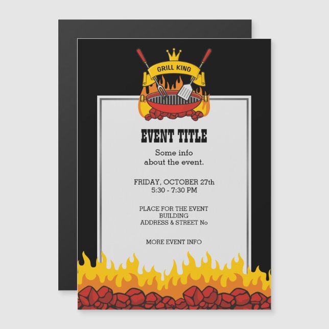 Grill King Magnetic Invitation (Front/Back)