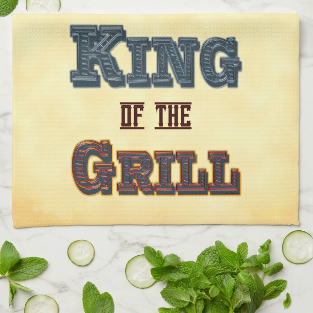 Grill King Red Flames Kitchen Towel (Folded)