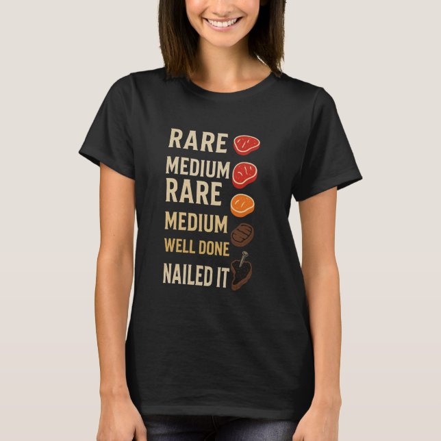 Grill Levels Funny Steak Doneness Chart BBQ Design T-Shirt (Front)