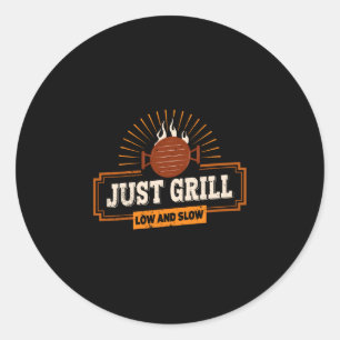 Grill low and slow vintage barbeque griller classic round sticker