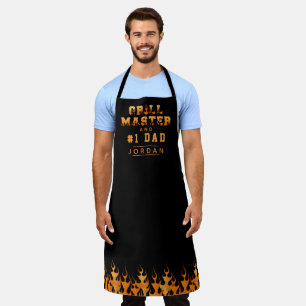 GRILL MASTER #1 DAD Flames Personalised Apron