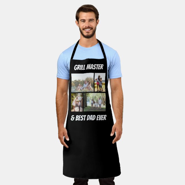 Grill Master and Best Dad Ever 4 Photo Gift Apron (Worn)