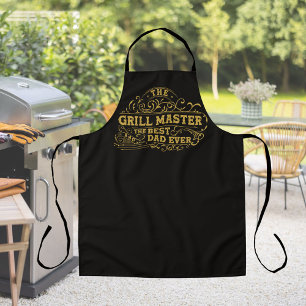 Grill Master and Best Dad Ever Fathers Day Black Apron