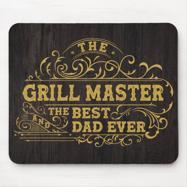 Grill Master and Best Dad Ever Fathers Day Black Mouse Pad (Front)