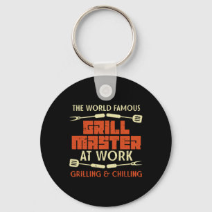 Grill Master At Work Grilling Chilling Funny Bbq P Key Ring