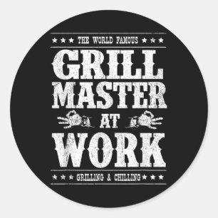 Grill Master Barbecue Bbq Smoker Grillin Dad Grand Classic Round Sticker