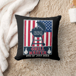 Grill Master BBQ 4th of July American Flag Cushion