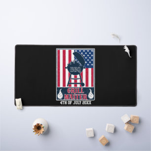 Grill Master BBQ 4th of July American Flag Desk Mat